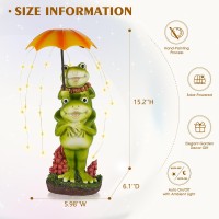 Mininova Frogs Outdoor Decor Solar Garden Statue With Umbrella String Lights Waterproof Cute Animal Sculpture For Yard Patio Law