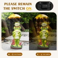 Mininova Frogs Outdoor Decor Solar Garden Statue With Umbrella String Lights Waterproof Cute Animal Sculpture For Yard Patio Law