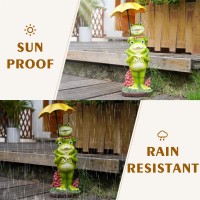 Mininova Frogs Outdoor Decor Solar Garden Statue With Umbrella String Lights Waterproof Cute Animal Sculpture For Yard Patio Law