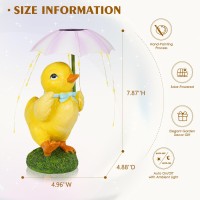 Mininova Outdoor Decor Garden Statue Cute Duck Holding Umbrella Figurine With Solar Light Waterproof Sculpture Gift For Patio La