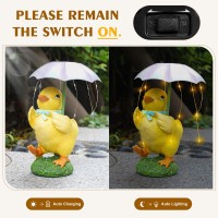 Mininova Outdoor Decor Garden Statue Cute Duck Holding Umbrella Figurine With Solar Light Waterproof Sculpture Gift For Patio La