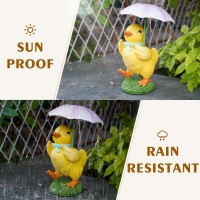 Mininova Outdoor Decor Garden Statue Cute Duck Holding Umbrella Figurine With Solar Light Waterproof Sculpture Gift For Patio La