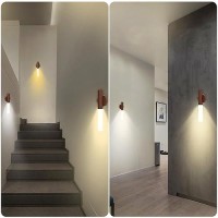 Qaniy Motion Sensor Night Light Magnetic Wood Usb Rechargeable Wall Sconces Set With 3 Modes Lighting Wireless Sconces Set Of