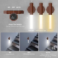 Qaniy Motion Sensor Night Light Magnetic Wood Usb Rechargeable Wall Sconces Set With 3 Modes Lighting Wireless Sconces Set Of