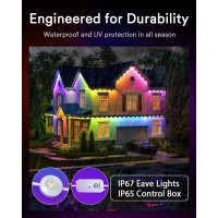 Lumary Permanent Outdoor Lights Pro With 40 Led Lights, Rgbaicw Smart Eave Lights Ip67 Waterproof, Year Round Outdoor Lights For Easter Decor, Halloween, Christmas, App/Voice/Remote Control (53Ft)