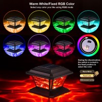 Aefreleoht Solar Post Cap Lights Warm White Rgb Automatic Cycling Fixed Rgb Color 9 Colors To Choose 20 Lumens Lp65 Water