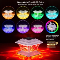 Aefreleoht Solar Post Cap Lights Warm White Rgb Automatic Cycling Fixed Rgb Color 9 Colors To Choose 20 Lumens Lp65 Water