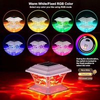 Aefreleoht Solar Post Cap Lights Warm White Rgb Automatic Cycling Fixed Rgb Color 9 Colors To Choose 20 Lumens Lp65 Water