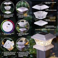 Aefreleoht Solar Post Cap Lights Warm White Rgb Automatic Cycling Fixed Rgb Color 9 Colors To Choose 20 Lumens Lp65 Water