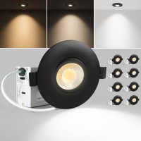 Sublimation 8 Packs 3 Inch 3Cct Gimbal Led Recessed Light With Junction Box 10W Waterproof Recessed Lights For Shower Black Rece