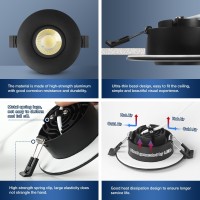 Sublimation 8 Packs 3 Inch 3Cct Gimbal Led Recessed Light With Junction Box 10W Waterproof Recessed Lights For Shower Black Rece