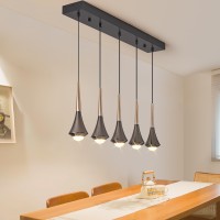 Oranoor Modern Black Gold Pendant Light For Kitchen Island 45W Led Raindrop Chandelier Light Fixture Over Table Teardrop Pen