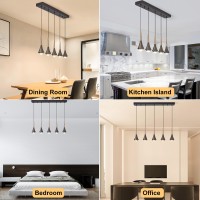 Oranoor Modern Black Gold Pendant Light For Kitchen Island 45W Led Raindrop Chandelier Light Fixture Over Table Teardrop Pen