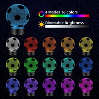 Menomino Soccer Gifts 3D Illusion Night Light Lamp Toys With Remote Control 16 Colors Changing Soccer Accessories Stuff Decor B