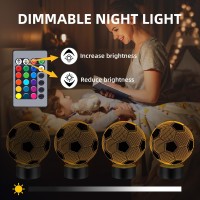 Menomino Soccer Gifts 3D Illusion Night Light Lamp Toys With Remote Control 16 Colors Changing Soccer Accessories Stuff Decor B