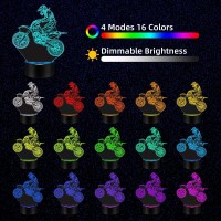 Menomino Dirt Bike Gift 3D Night Light 16 Colors Changes Remote Control Motocross Lamp Led Motorcycle Room Decor Dirt Bike To