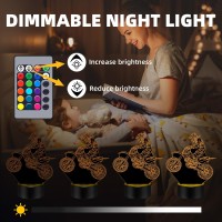 Menomino Dirt Bike Gift 3D Night Light 16 Colors Changes Remote Control Motocross Lamp Led Motorcycle Room Decor Dirt Bike To