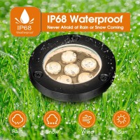 Aoaxl 6W Well Lights Outdoor 110V 120V Landscaping Lights Ip68 Waterproof 2700K Warm White Outdoor Inground Lights For Yard Ga