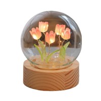 Hilitand Tulip Night Lamp Flower Night Light Home Decoration Cute Flower Night Light Bedside Light For Christmas Birthday Gifts (Pink)