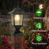 Solar Post Cap Lights,Waterproof Solar Outdoor Light For 4X4 Wooden Posts, Solar Lights With Glass Shade For Deck Fence Patio Post Decor,Matte Black (2 Pack)