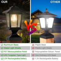 Solar Post Cap Lights,Waterproof Solar Outdoor Light For 4X4 Wooden Posts, Solar Lights With Glass Shade For Deck Fence Patio Post Decor,Matte Black (2 Pack)