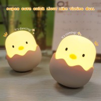 Mexyz Cute Egg Night Light For Baby Nursery Dimmable Kawaii Silicone Chicken Light 1200Mah Recgargeable Beside Chicken Lamp Fo