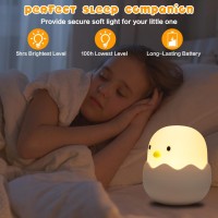 Mexyz Cute Egg Night Light For Baby Nursery Dimmable Kawaii Silicone Chicken Light 1200Mah Recgargeable Beside Chicken Lamp Fo