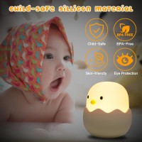 Mexyz Cute Egg Night Light For Baby Nursery Dimmable Kawaii Silicone Chicken Light 1200Mah Recgargeable Beside Chicken Lamp Fo