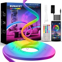 Bunacet 52Ft Led Neon Rgb+Smart Ic Lights, Led Lights With Rf Remote & App Control, Flexible Outdoor Ip67 Waterproof, Music Sync,Diy Design, 24V Led Lights For Gaming Livingroom Wall Christmas Decor