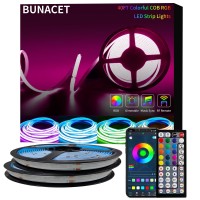 Bunacet 40Ft Cob Rgb Led Strip Lights Rgb Cob Led Lights For Game Room Bedroom Kitchen Lighting Home Decor Cob Led Light Strip