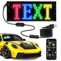 Fgnztg Bright Mini Led Light Signs For Car, 7''X3'' Flexible Led Car Sign, Programmable Bluetooth App Control Custom Text Pattern Animation Scrolling Led Display For Car Windshield Store