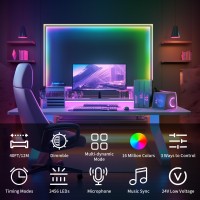 Bunacet 40Ft Cob Rgbic Led Strip Lights Bright Dream Color Cob Led Light Strip With Rf Remote App Control Music Sync Color Cha