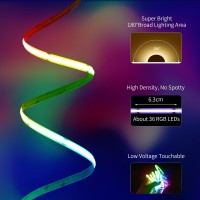 Bunacet 40Ft Cob Rgbic Led Strip Lights Bright Dream Color Cob Led Light Strip With Rf Remote App Control Music Sync Color Cha