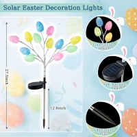 Meonum Solar Easter Egg Lights, 2 Pack Outdoor Easter Decorations Lights With 8 Modes, Led Easter Eggs With Solar Panels, Waterproof Easter Solar Light For Outdoor Easter Decor Garden Yard Pathway