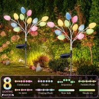 Meonum Solar Easter Egg Lights, 2 Pack Outdoor Easter Decorations Lights With 8 Modes, Led Easter Eggs With Solar Panels, Waterproof Easter Solar Light For Outdoor Easter Decor Garden Yard Pathway