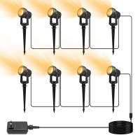 Volisun Outdoor Uplight Landscape Spotlight With Transformer Low Voltage Landscape Lighting With Stakes 8Pack Outdoor Uplights