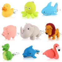 Oppaxf 9 Pcs Nurse Flashlight Pediatric Nurse Flashlight Keychain Animal Flashlight Keychain Dolphin Lion Flamingos Dinosaur Sha