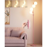 Lightdot 64In Dimmable Brightness Adjustable Globe Floor Lamp Pink Standing Lamps With 4Pcs 3000K G9 Bulbs Soft Warm White Ey