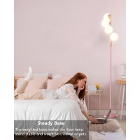 Lightdot 64In Dimmable Brightness Adjustable Globe Floor Lamp Pink Standing Lamps With 4Pcs 3000K G9 Bulbs Soft Warm White Ey