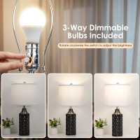 Ceramic Table Lamps Set Of 2 Modern Bedside Lamp 25 Nightstand Lamp 3Way Dimmable Lamp For Bedroom Living Room End Table Lam