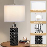 Ceramic Table Lamps Set Of 2 Modern Bedside Lamp 25 Nightstand Lamp 3Way Dimmable Lamp For Bedroom Living Room End Table Lam