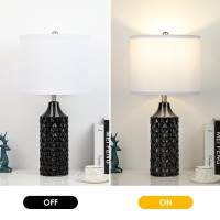 Ceramic Table Lamps Set Of 2 Modern Bedside Lamp 25 Nightstand Lamp 3Way Dimmable Lamp For Bedroom Living Room End Table Lam