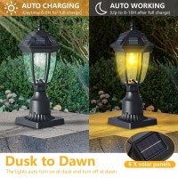 Tpshpts Solar Outdoor Post Light Dusk To Dawn Motion Solar Lamp Post Light With Pier Mount Base Black Solar Post Light Outdoor