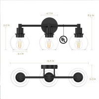 Espird 3 Lights Bathroom Vanity Light Fixtures Black Bathroom Lights Over Mirror Industrial And Farmhouse 3 Lights Wall Sconce