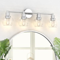 Espird 4 Lights Bathroom Vanity Light Fixtures Chrome Bathroom Lights Over Mirror Industrial And Farmhouse 4 Lights Wall Sconc