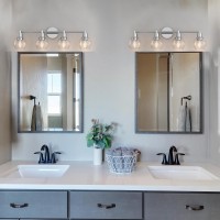 Espird 4 Lights Bathroom Vanity Light Fixtures Chrome Bathroom Lights Over Mirror Industrial And Farmhouse 4 Lights Wall Sconc