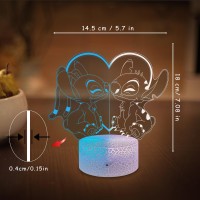 Pwwj Stitch Night Light 3D Acrylic Led 16 Color Changing Touch With Remote Control Stitch Lamp Stitch And Angel Stuff For Girls