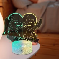 Pwwj Stitch Night Light 3D Acrylic Led 16 Color Changing Touch With Remote Control Stitch Lamp Stitch And Angel Stuff For Girls