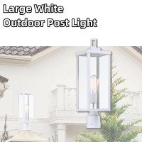 Wisbeam 204 Inches White Outdoor Post Light Large Pole Lantern E26 Base 60W Max Antirust Metal Housing Plus Clear Glass Et