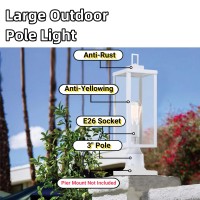 Wisbeam 204 Inches White Outdoor Post Light Large Pole Lantern E26 Base 60W Max Antirust Metal Housing Plus Clear Glass Et